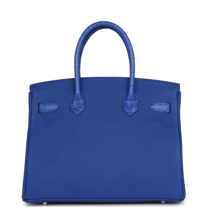 Top quality Hermes Birkin 30 Bleu Royal Matte Alligator and Togo Touch Palladium Hardware