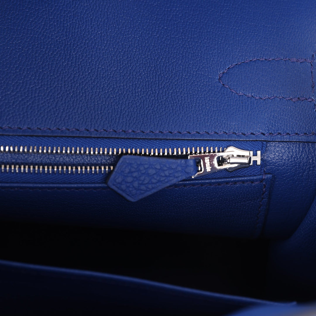 Top quality Hermes Birkin 30 Bleu Royal Matte Alligator and Togo Touch Palladium Hardware