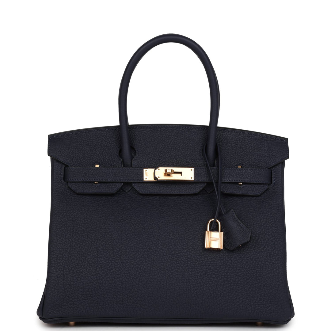 Premium Handmade Hermes Birkin 30 Bleu Nuit Togo Rose Gold Hardware