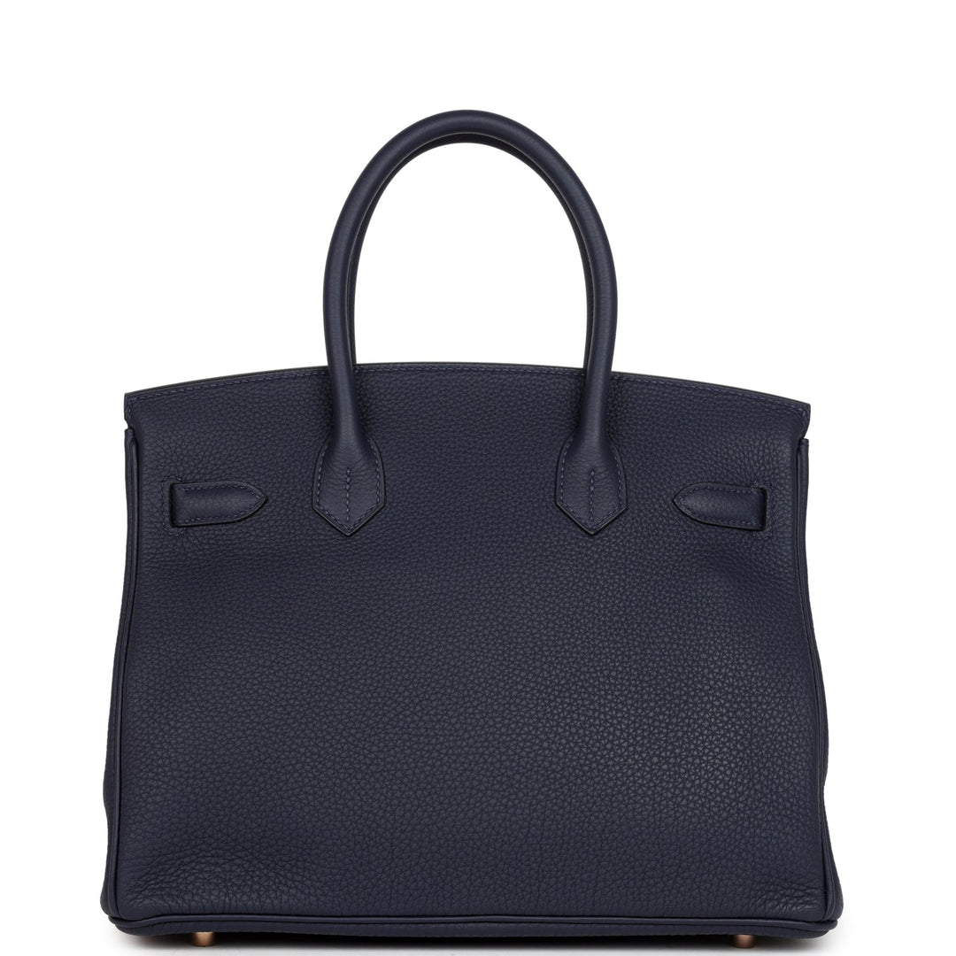 Premium Handmade Hermes Birkin 30 Bleu Nuit Togo Rose Gold Hardware