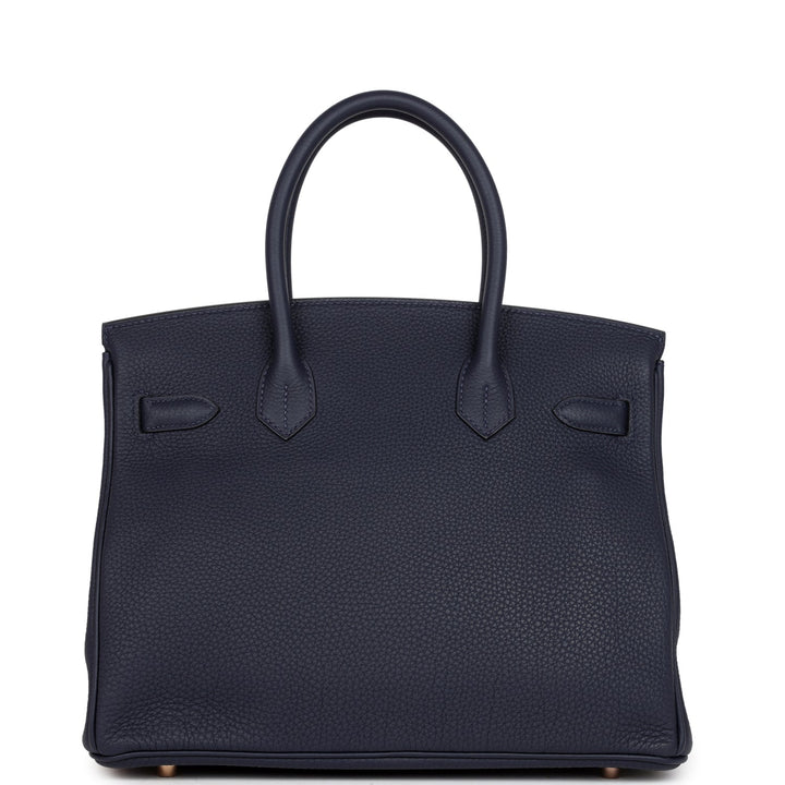 Premium Handmade Hermes Birkin 30 Bleu Nuit Togo Rose Gold Hardware