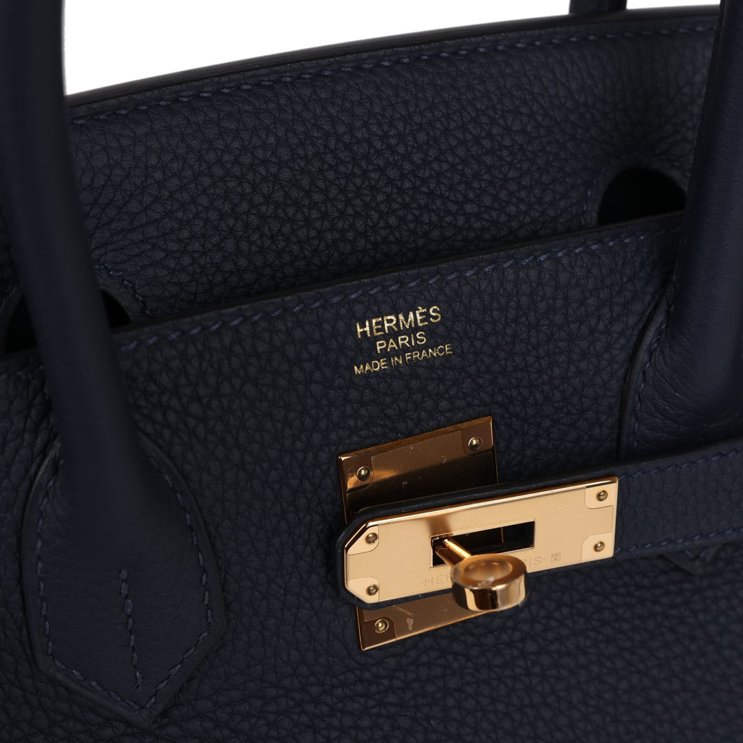 Premium Handmade Hermes Birkin 30 Bleu Nuit Togo Rose Gold Hardware