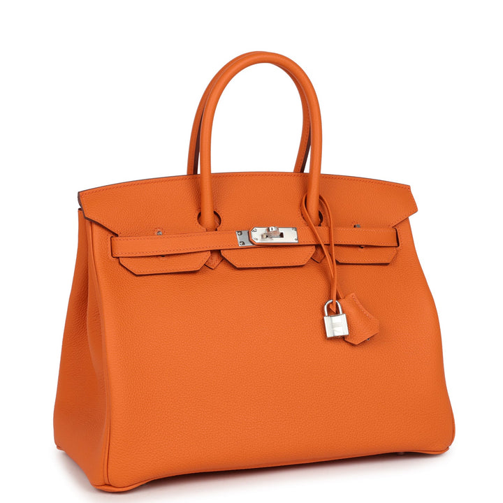 Top quality Hermes Birkin 35 Orange Togo Palladium Hardware