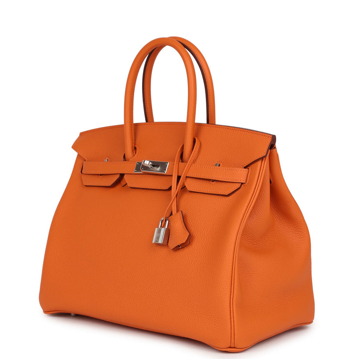 Top quality Hermes Birkin 35 Orange Togo Palladium Hardware