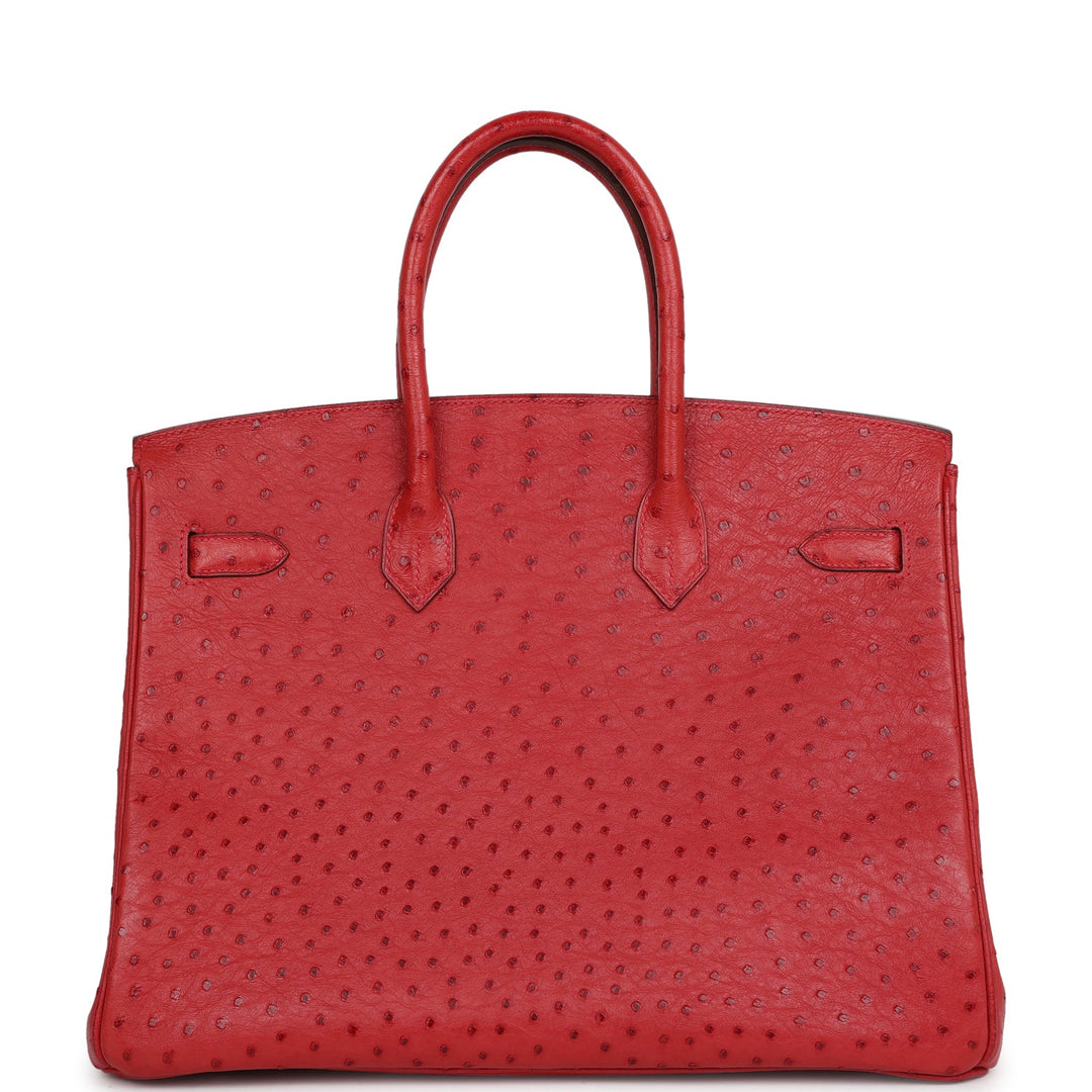 Top quality Hermes Birkin 35 Rouge Vif Ostrich Palladium Hardware