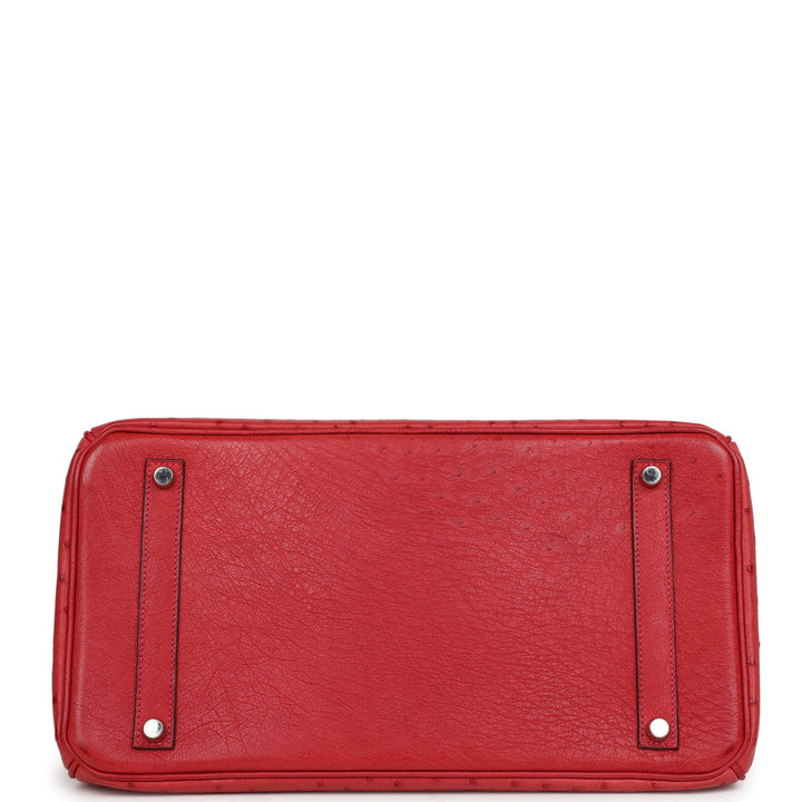 Top quality Hermes Birkin 35 Rouge Vif Ostrich Palladium Hardware