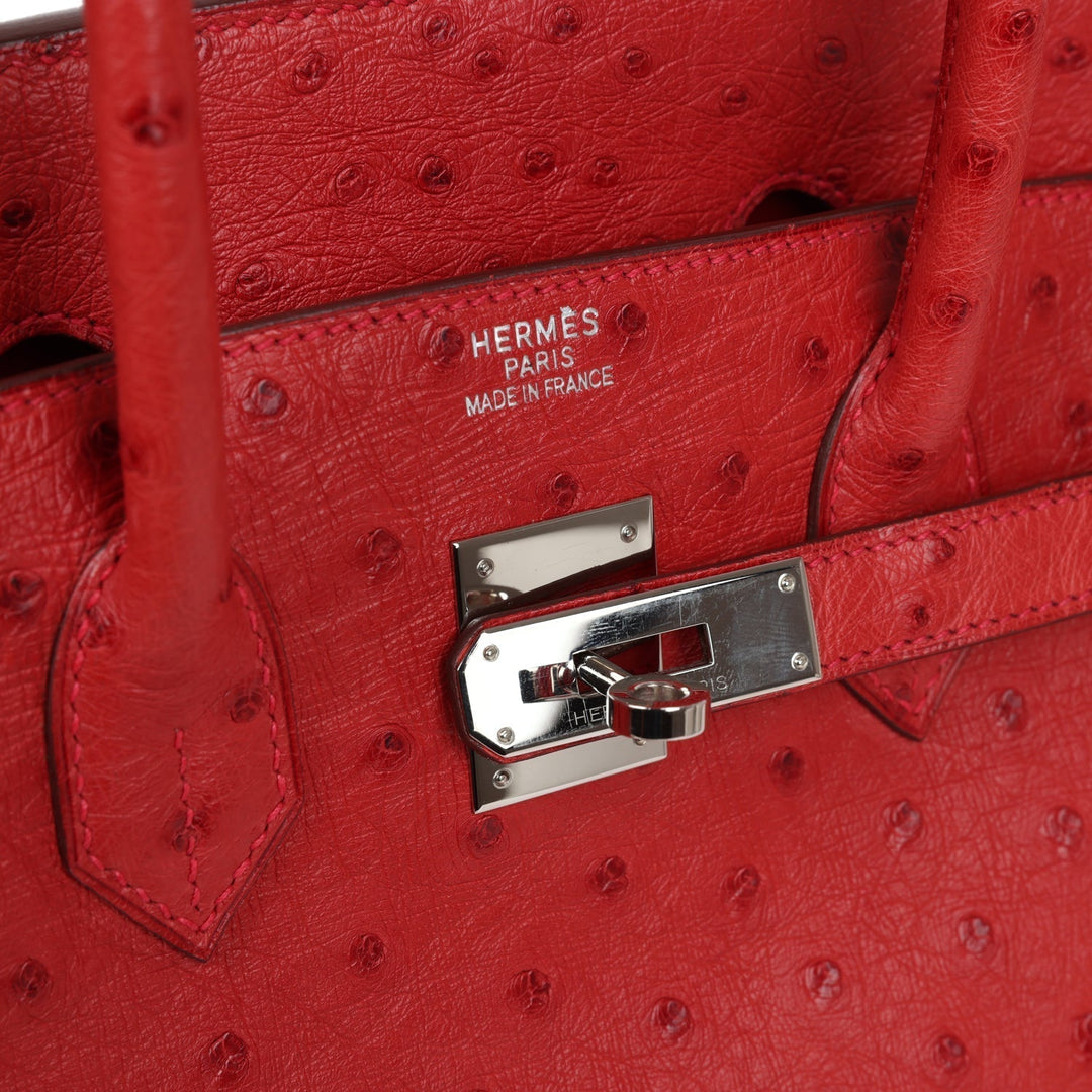 Top quality Hermes Birkin 35 Rouge Vif Ostrich Palladium Hardware