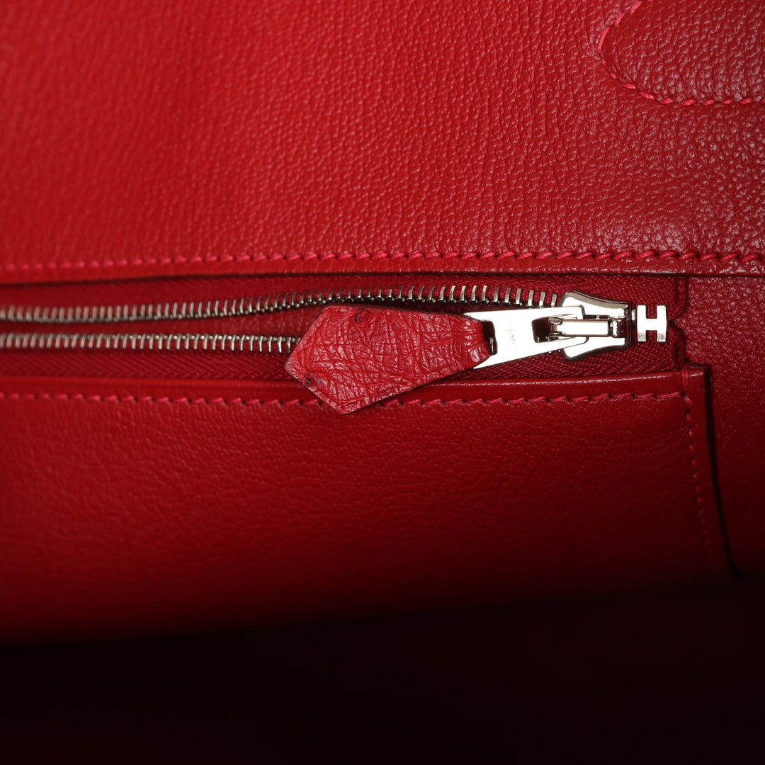 Top quality Hermes Birkin 35 Rouge Vif Ostrich Palladium Hardware