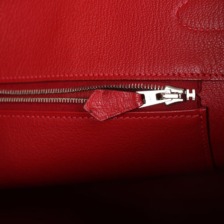 Top quality Hermes Birkin 35 Rouge Vif Ostrich Palladium Hardware