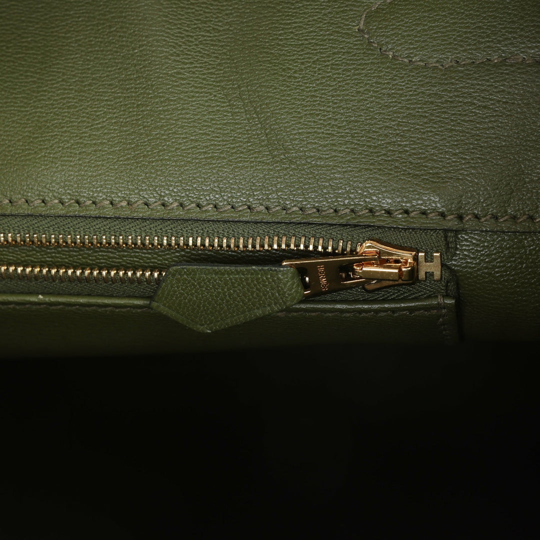 Premium Handmade Hermes Birkin 35 Vert Veronese Shiny Porosus Crocodile Gold Hardware