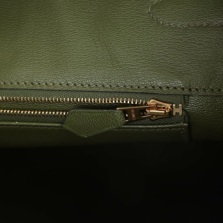 Premium Handmade Hermes Birkin 35 Vert Veronese Shiny Porosus Crocodile Gold Hardware