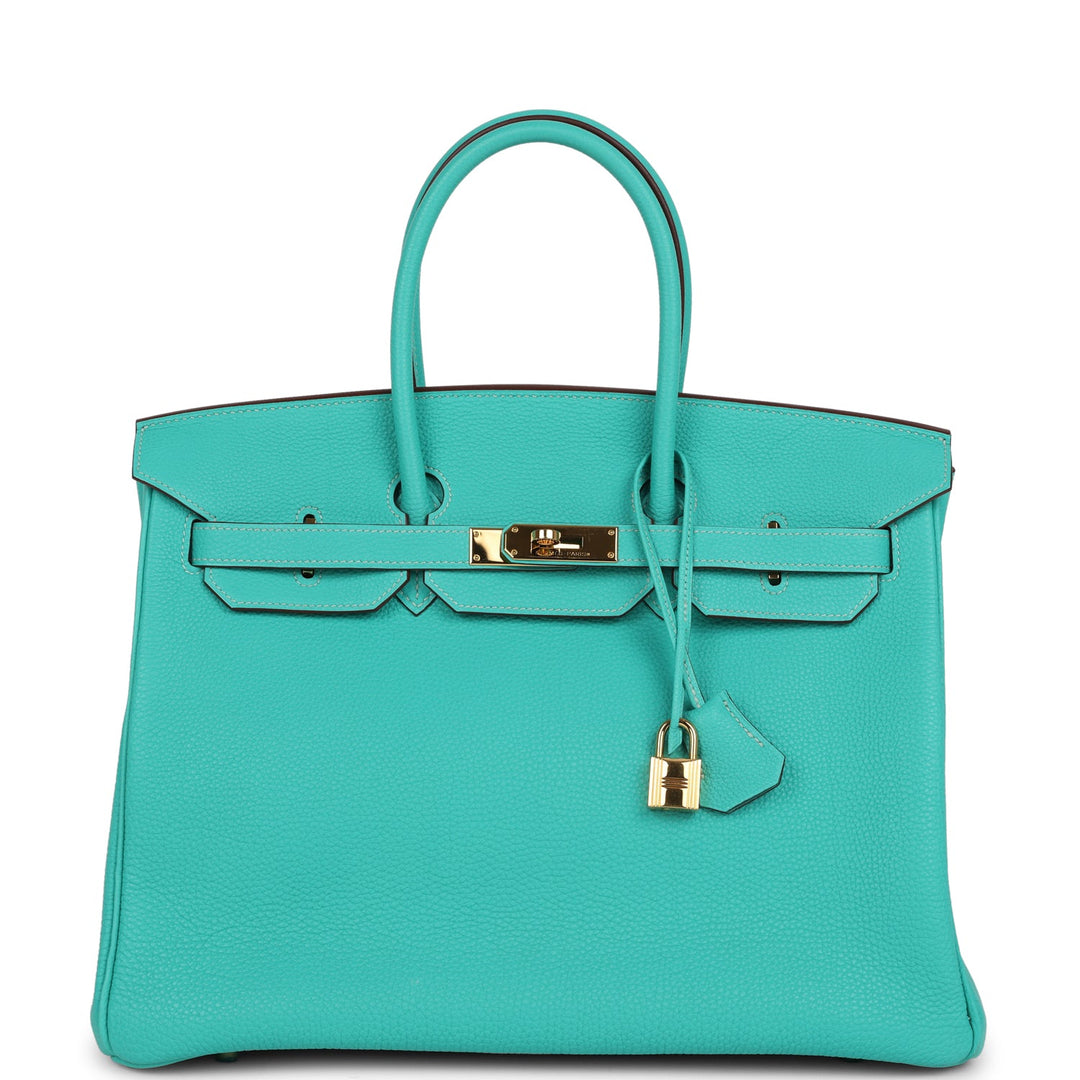 Premium Handmade Hermes Birkin 35 Lagoon Togo Gold Hardware