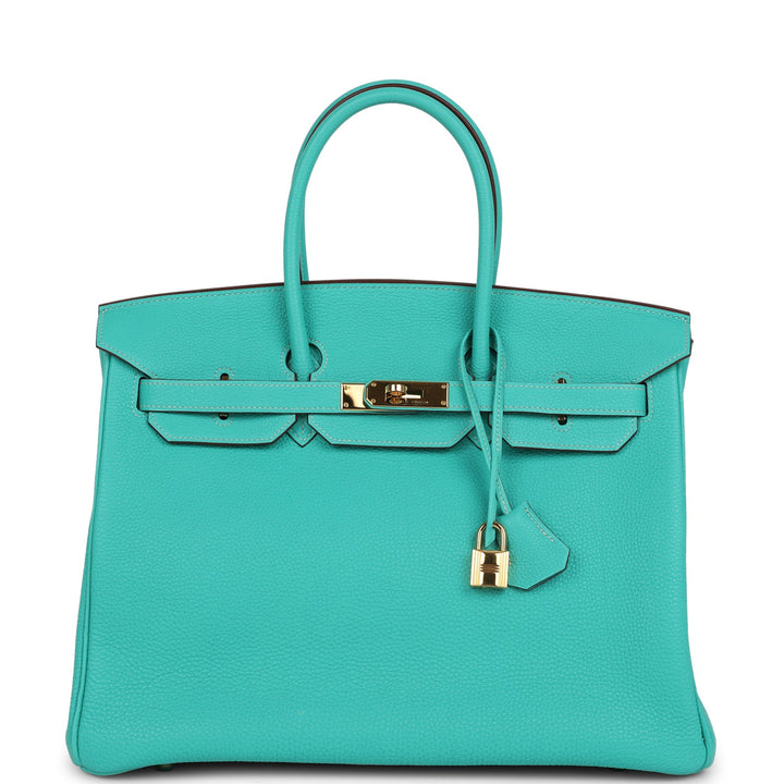 Premium Handmade Hermes Birkin 35 Lagoon Togo Gold Hardware