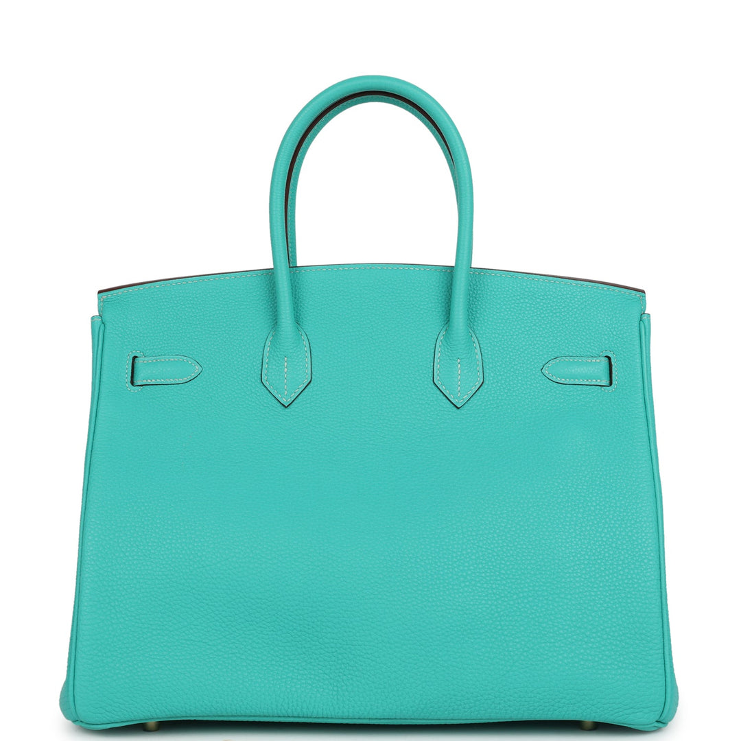 Premium Handmade Hermes Birkin 35 Lagoon Togo Gold Hardware