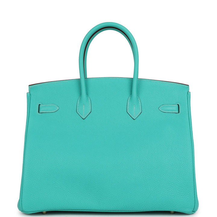 Premium Handmade Hermes Birkin 35 Lagoon Togo Gold Hardware