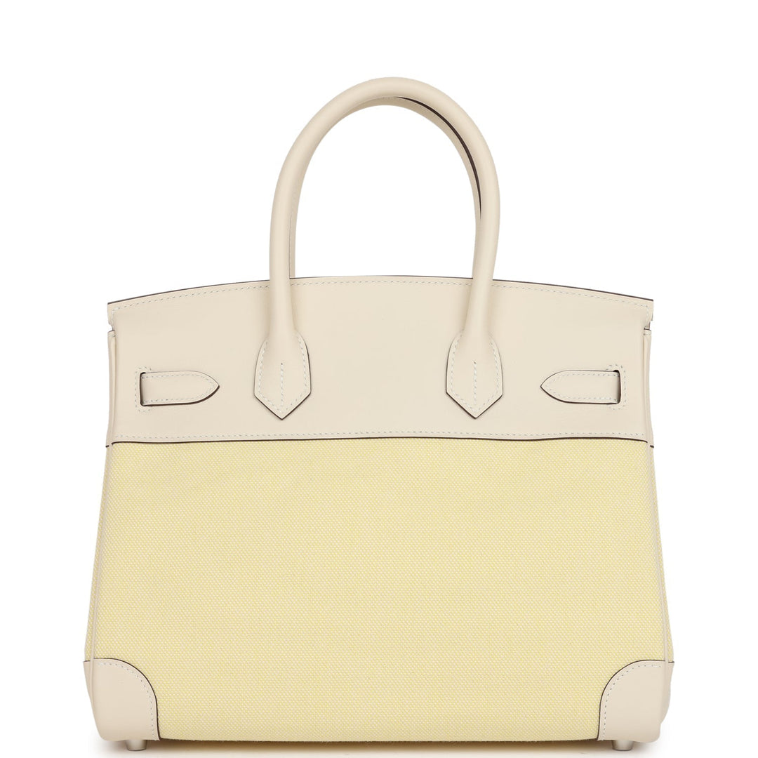 Top quality Hermes Quadrille Birkin 30 Nata Swift and Jaune Poussin Toile Palladium Hardware