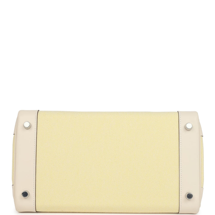 Top quality Hermes Quadrille Birkin 30 Nata Swift and Jaune Poussin Toile Palladium Hardware