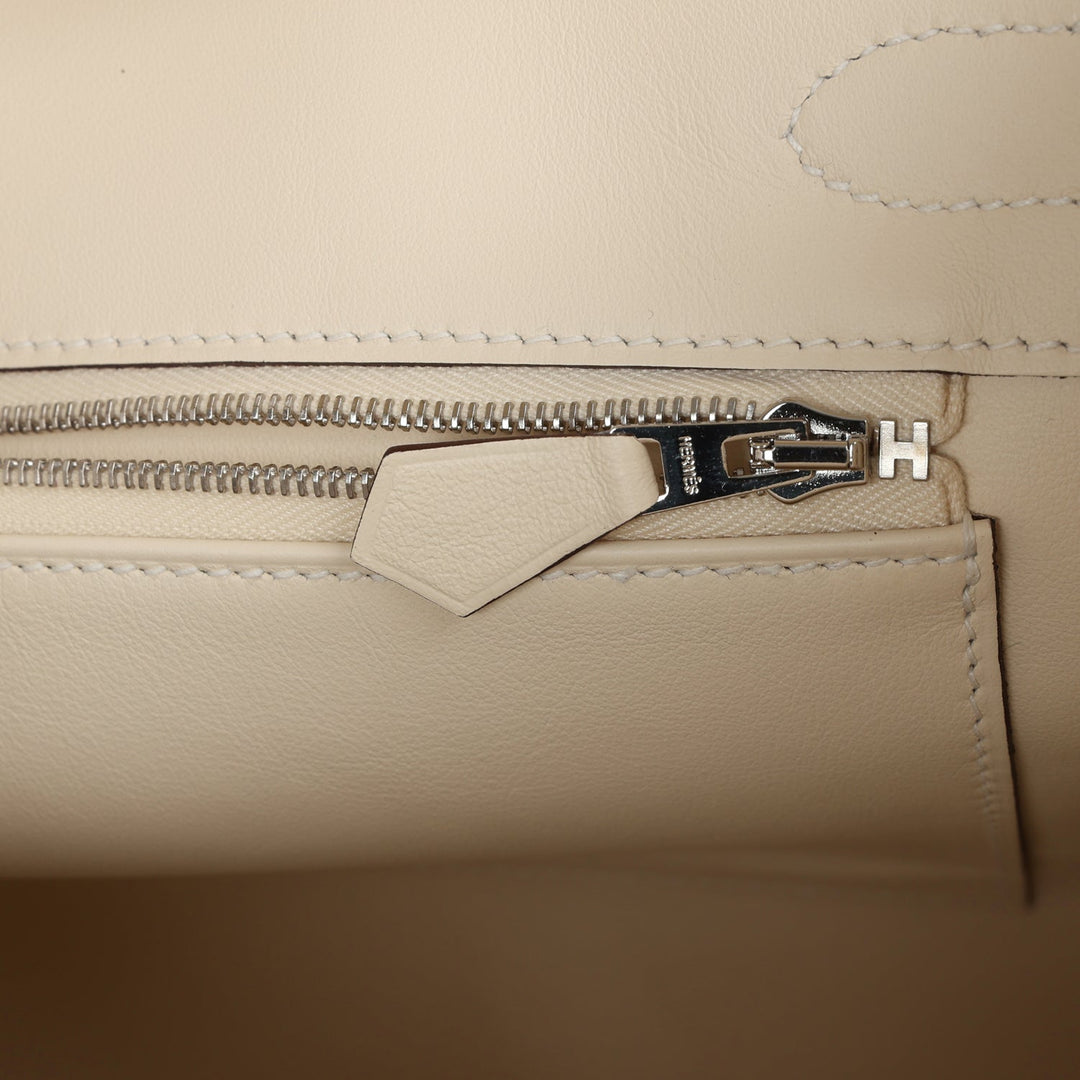 Top quality Hermes Quadrille Birkin 30 Nata Swift and Jaune Poussin Toile Palladium Hardware