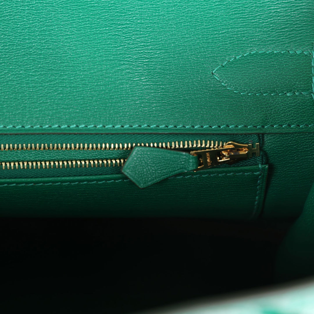 Premium Handmade Hermes Birkin 30 Emerald Shiny Niloticus Crocodile Gold Hardware