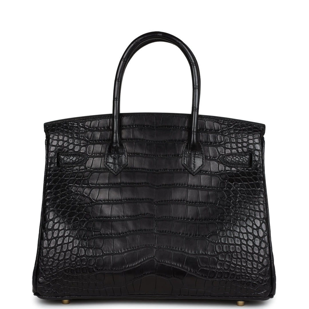 Top quality Hermes Birkin 30 Black Matte Alligator Gold Hardware