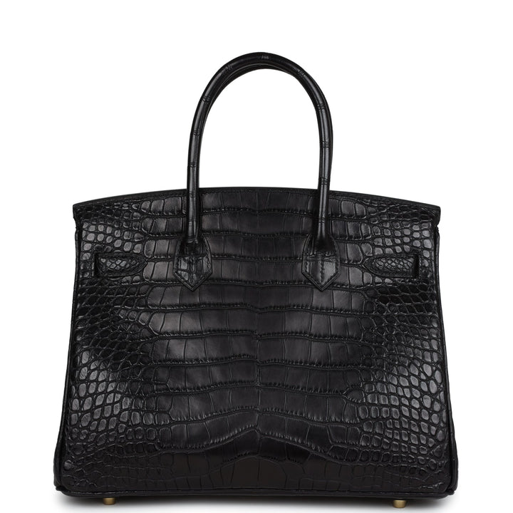 Top quality Hermes Birkin 30 Black Matte Alligator Gold Hardware