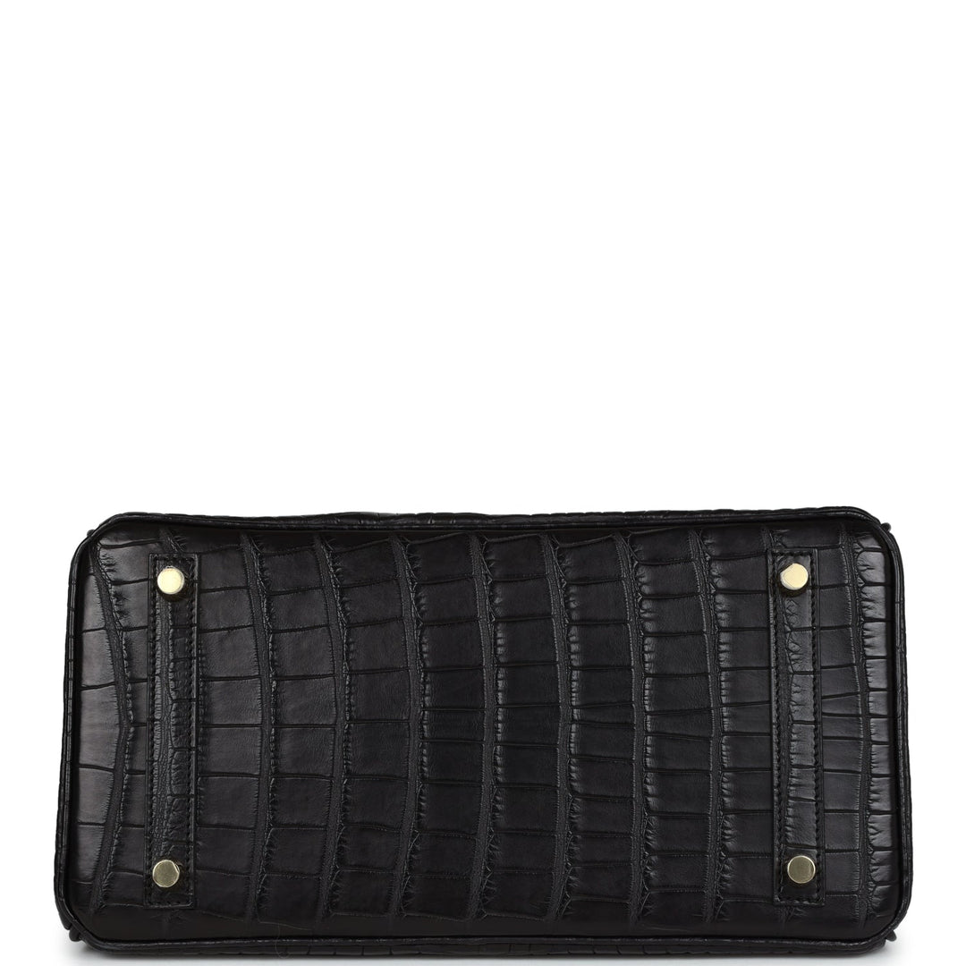 Top quality Hermes Birkin 30 Black Matte Alligator Gold Hardware
