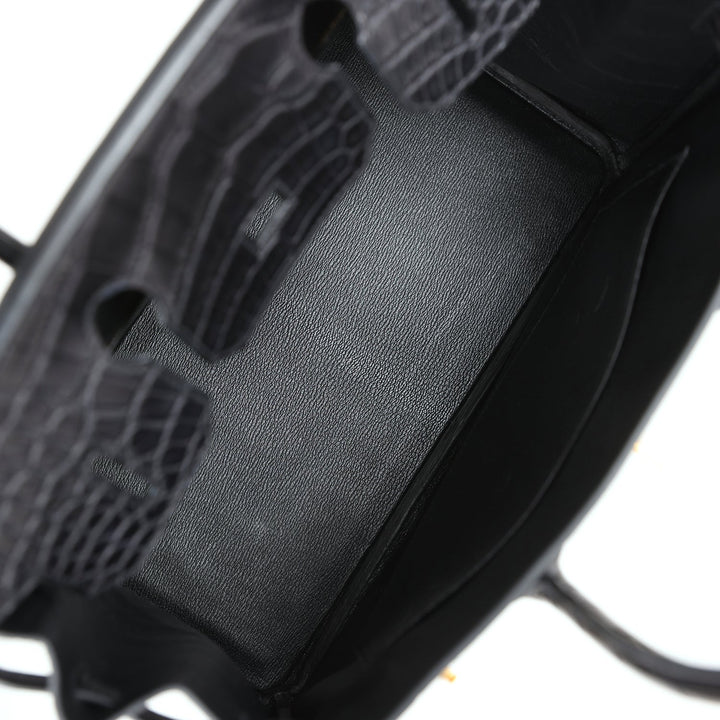 Top quality Hermes Birkin 30 Black Matte Alligator Gold Hardware