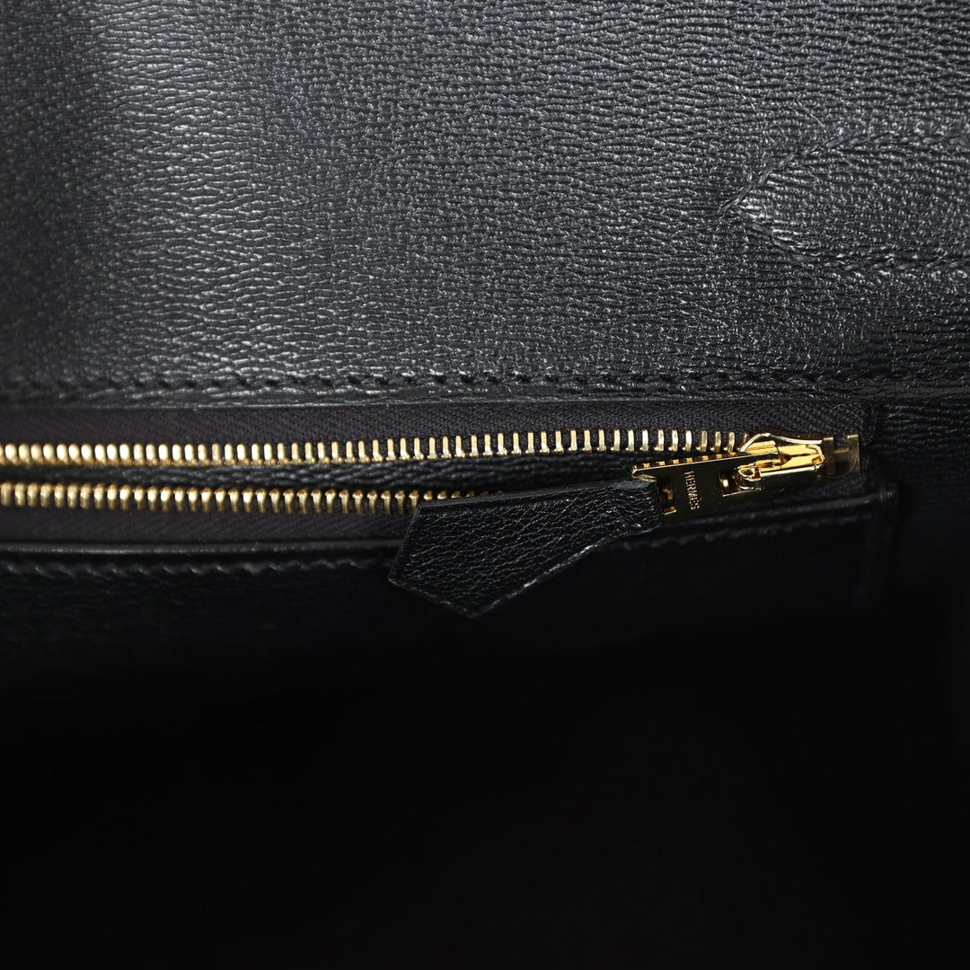 Top quality Hermes Birkin 30 Black Matte Alligator Gold Hardware