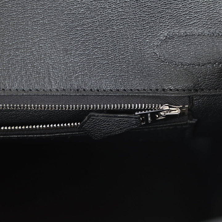Premium Handmade Hermes Birkin 30 Black Shiny Crocodile Niloticus Palladium Hardware