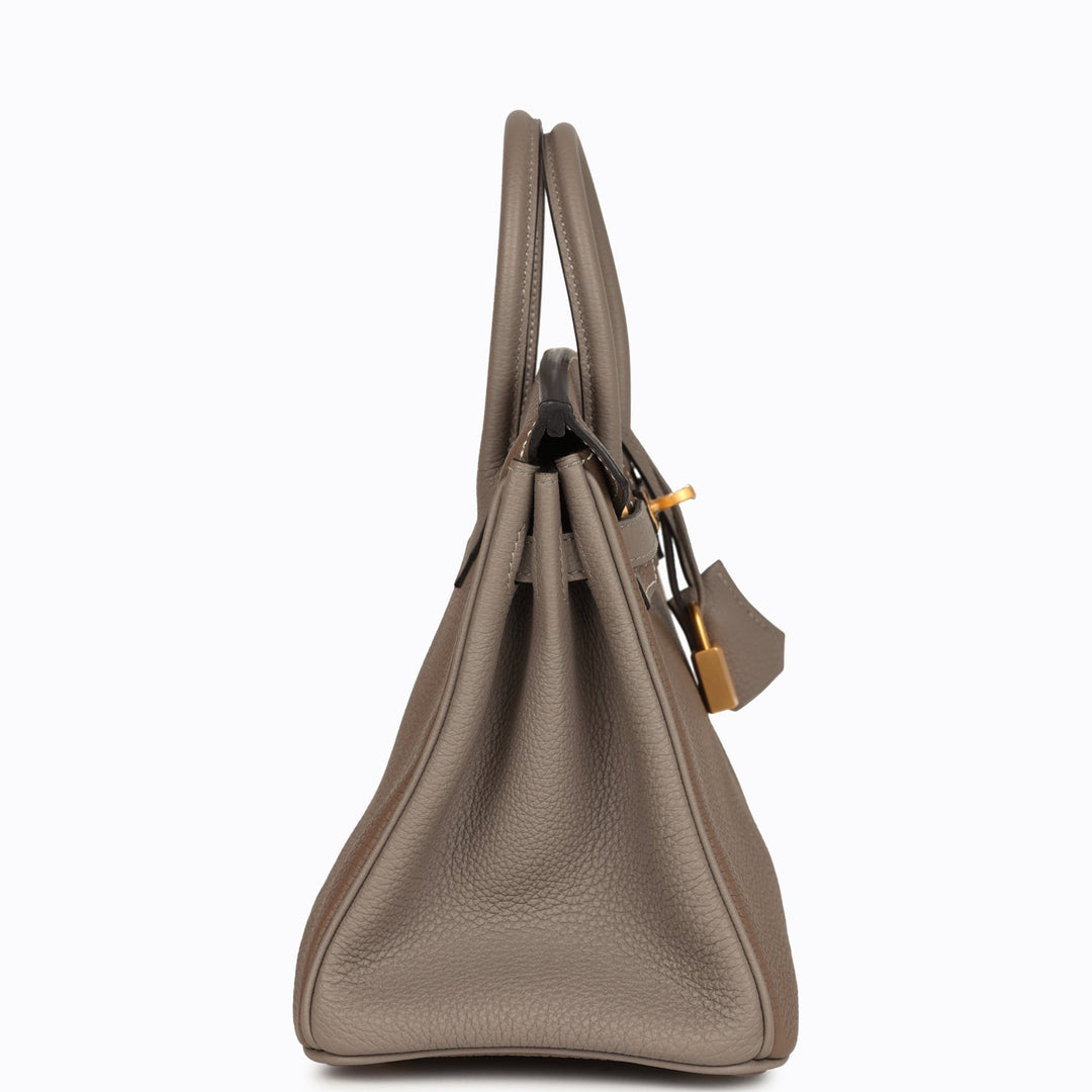 Top quality Hermes Special Order (HSS) Birkin 25 Etoupe and Etain Togo Brushed Gold Hardware