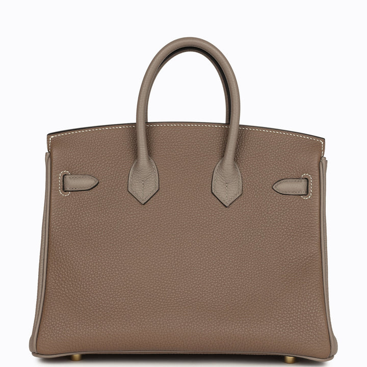 Top quality Hermes Special Order (HSS) Birkin 25 Etoupe and Etain Togo Brushed Gold Hardware