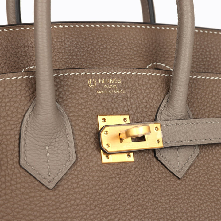 Top quality Hermes Special Order (HSS) Birkin 25 Etoupe and Etain Togo Brushed Gold Hardware