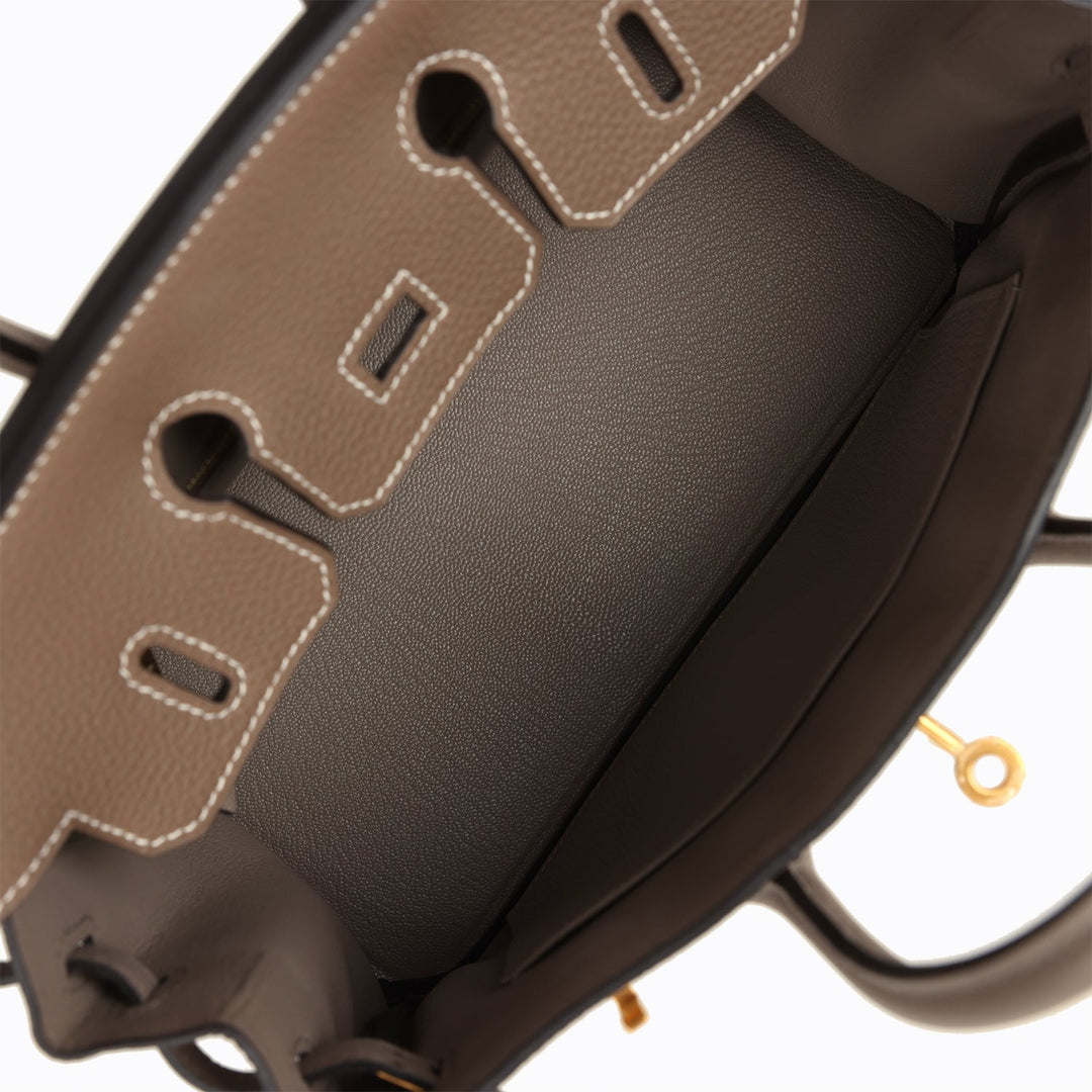 Top quality Hermes Special Order (HSS) Birkin 25 Etoupe and Etain Togo Brushed Gold Hardware