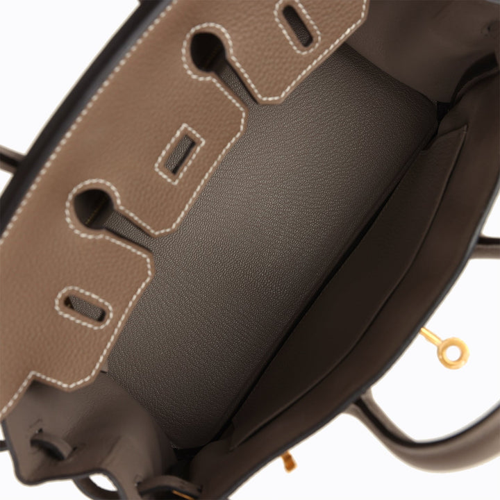 Top quality Hermes Special Order (HSS) Birkin 25 Etoupe and Etain Togo Brushed Gold Hardware