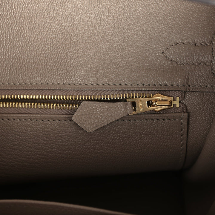 Top quality Hermes Special Order (HSS) Birkin 25 Etoupe and Etain Togo Brushed Gold Hardware