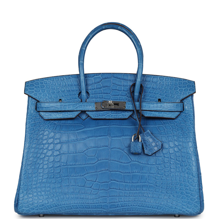 Top quality Hermes Birkin 35 Mykonos Matte Alligator Palladium Hardware