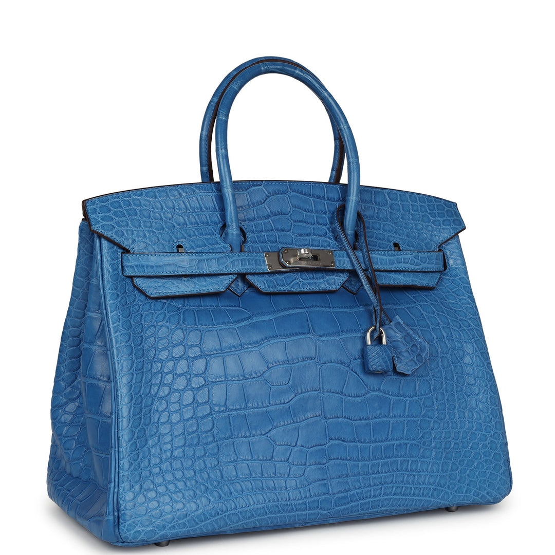 Top quality Hermes Birkin 35 Mykonos Matte Alligator Palladium Hardware