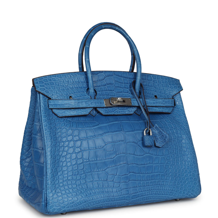 Top quality Hermes Birkin 35 Mykonos Matte Alligator Palladium Hardware
