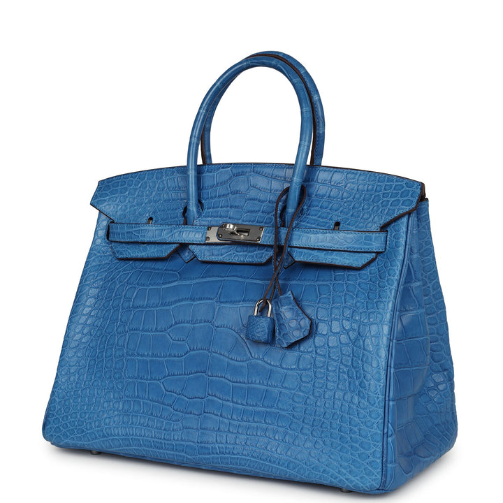 Top quality Hermes Birkin 35 Mykonos Matte Alligator Palladium Hardware