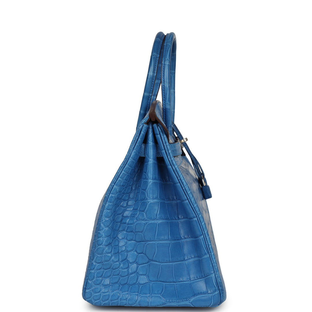 Top quality Hermes Birkin 35 Mykonos Matte Alligator Palladium Hardware