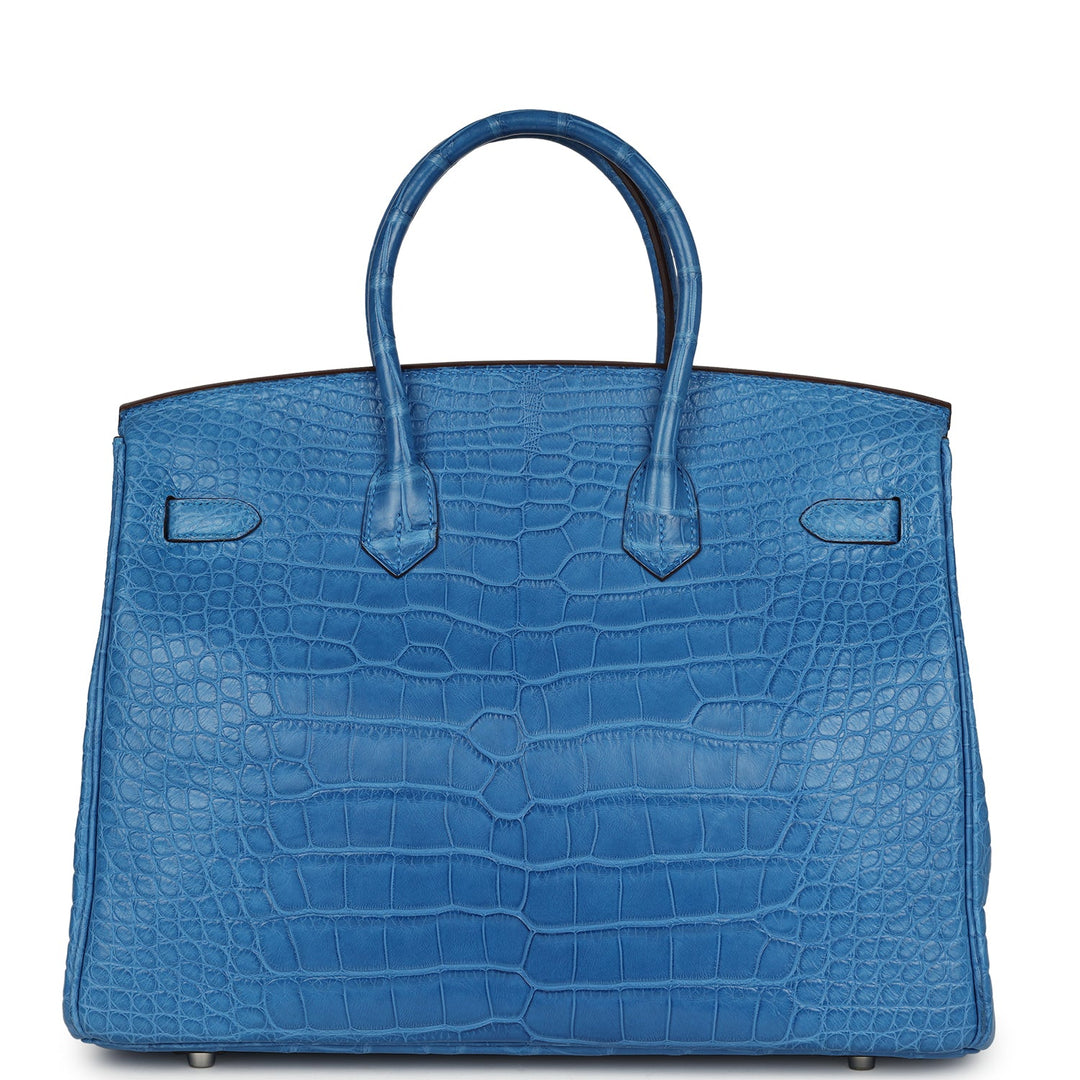 Top quality Hermes Birkin 35 Mykonos Matte Alligator Palladium Hardware