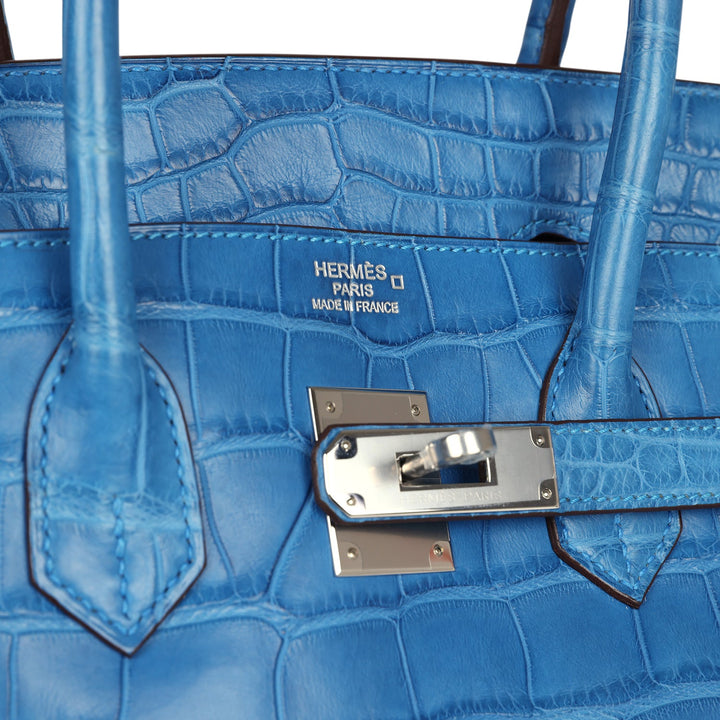 Top quality Hermes Birkin 35 Mykonos Matte Alligator Palladium Hardware