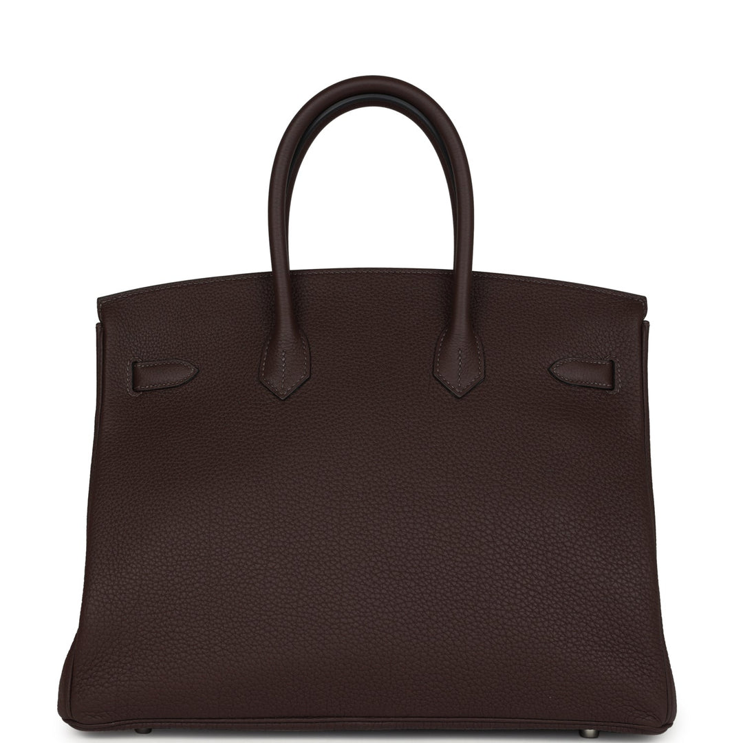 Hermes Birkin 35 Chocolate Togo Palladium Hardware