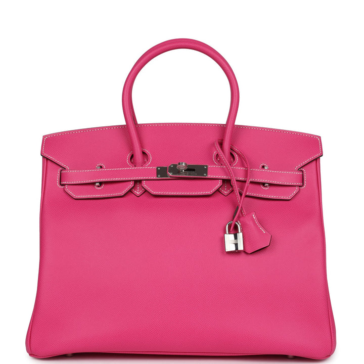 Hermes Birkin 35 Rose Tyrien Candy Epsom Palladium Hardware