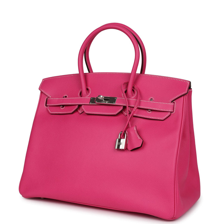 Hermes Birkin 35 Rose Tyrien Candy Epsom Palladium Hardware