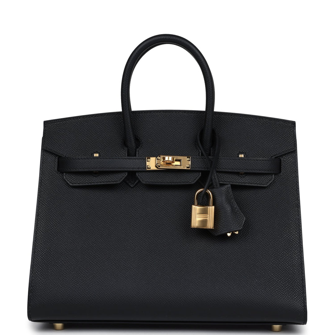 Hermes Birkin Sellier 25 Black Epsom Gold Hardware