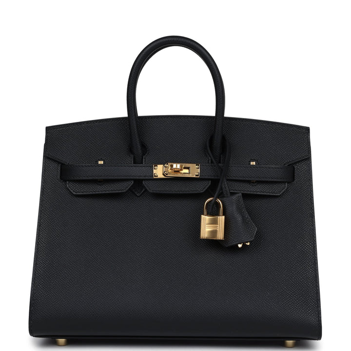 Hermes Birkin Sellier 25 Black Epsom Gold Hardware