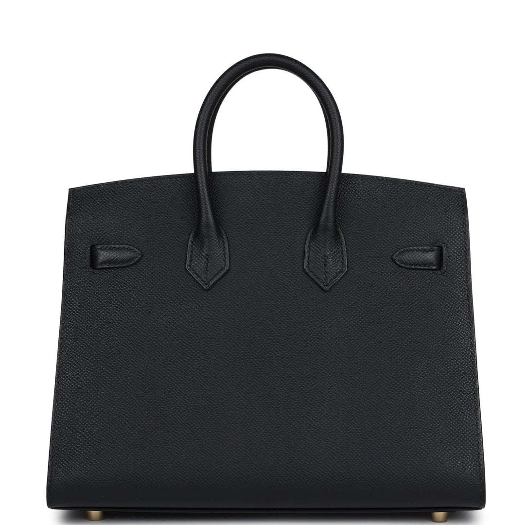 Hermes Birkin Sellier 25 Black Epsom Gold Hardware