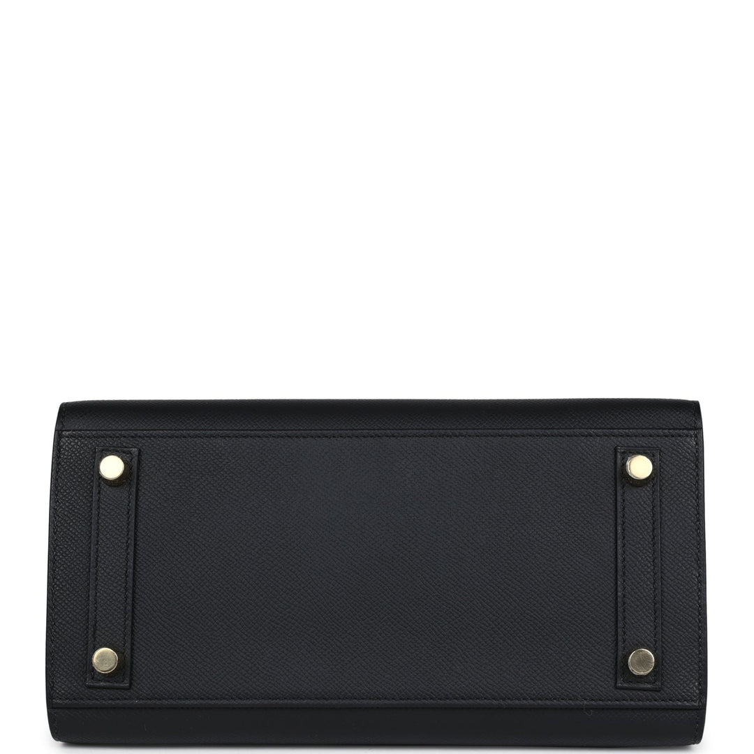 Hermes Birkin Sellier 25 Black Epsom Gold Hardware