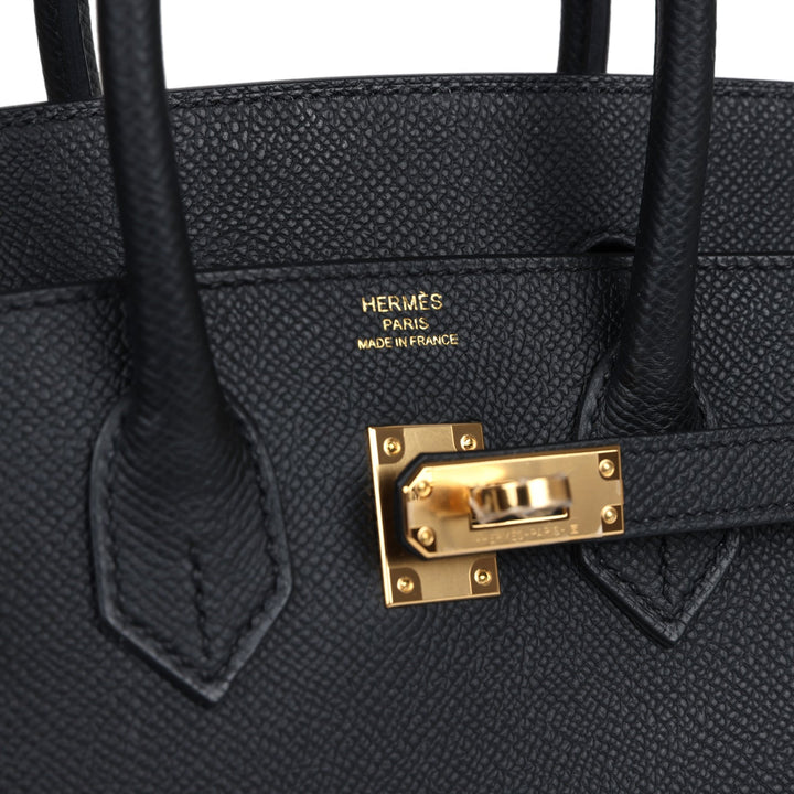 Hermes Birkin Sellier 25 Black Epsom Gold Hardware